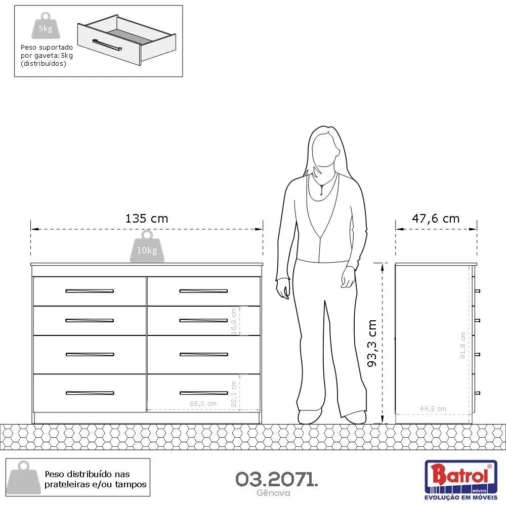 Cômoda Marrom Para Quarto Espaçosa Reforçada Com 8 Gavetas Moderna Gênova