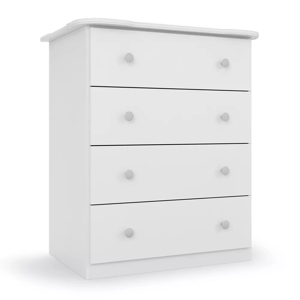 Cômoda Para Bebê Branca Espaçosa Com 04 Gavetas Para Quarto Infantil Luxo Ic4