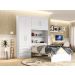 Conjunto Roupeiro Guarda Roupa de Solteiro Branco Com Cama + Cabeceira com Baú Interno Luxo Av