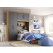 Conjunto Roupeiro Guarda Roupa de Solteiro Grafite Com Cama + Cabeceira com Baú Interno Luxo Av