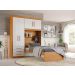 Conjunto Roupeiro Guarda Roupa de Solteiro Off White Com Cama + Cabeceira com Baú Interno Luxo Av