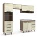 Cozinha Compacta Evolution 5 Portas 7 Gavetas Legno e Crema