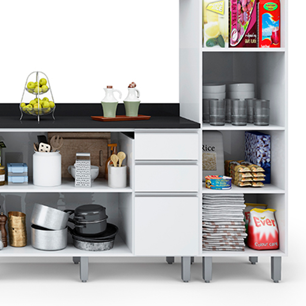 Cozinha Compacta Top Class 10 Portas 3 Gavetas Branca