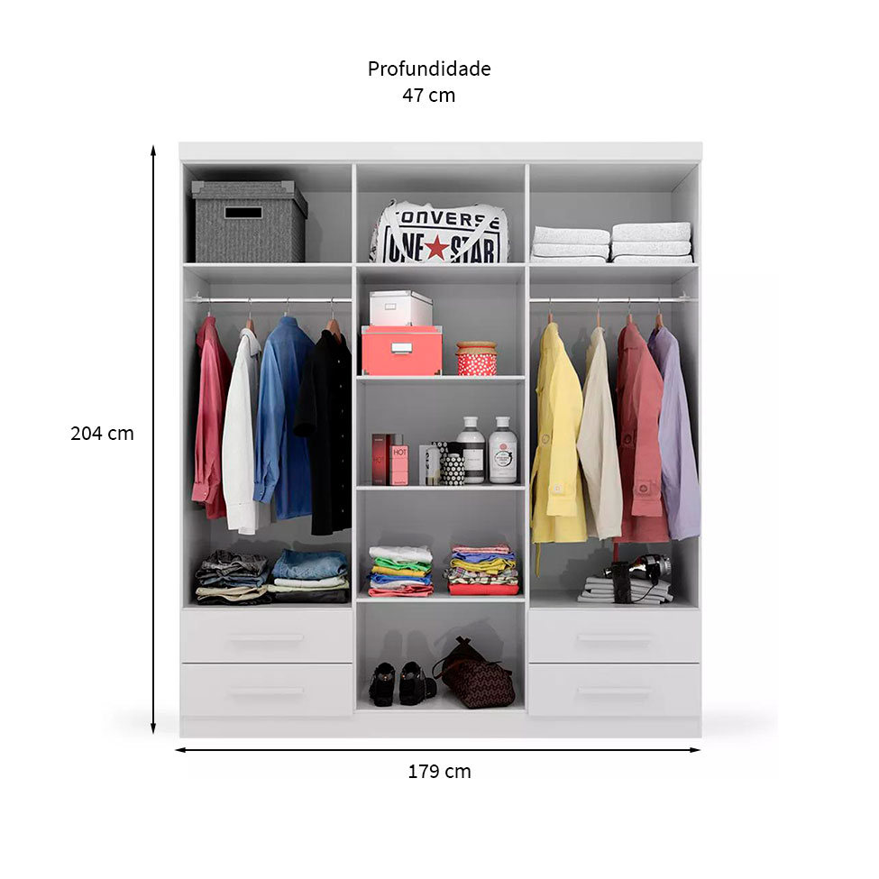 Guarda-Roupa Casal Advantage 6 Portas 4 Gavetas Branco