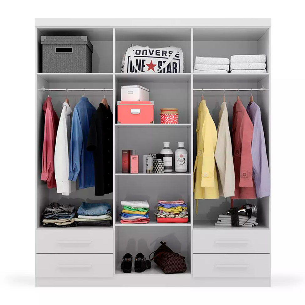 Guarda-Roupa Casal Advantage 6 Portas 4 Gavetas Branco