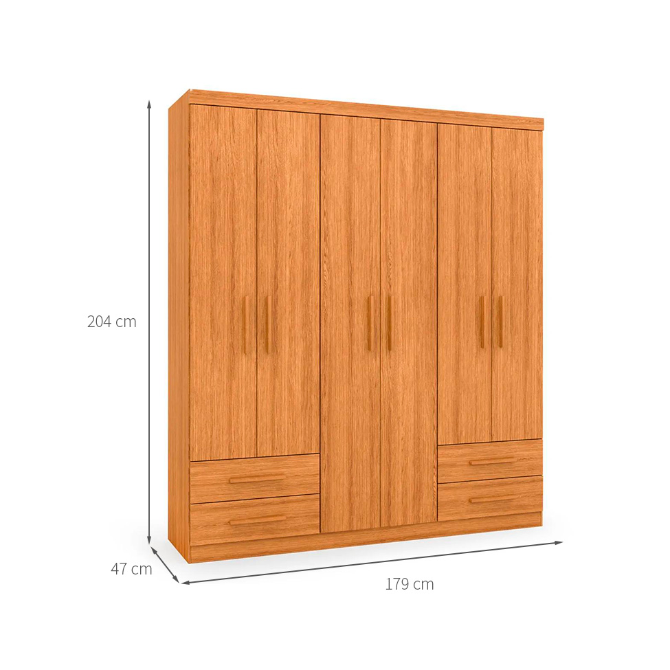 Guarda-Roupa Casal Advantage 6 Portas 4 Gavetas Freijó