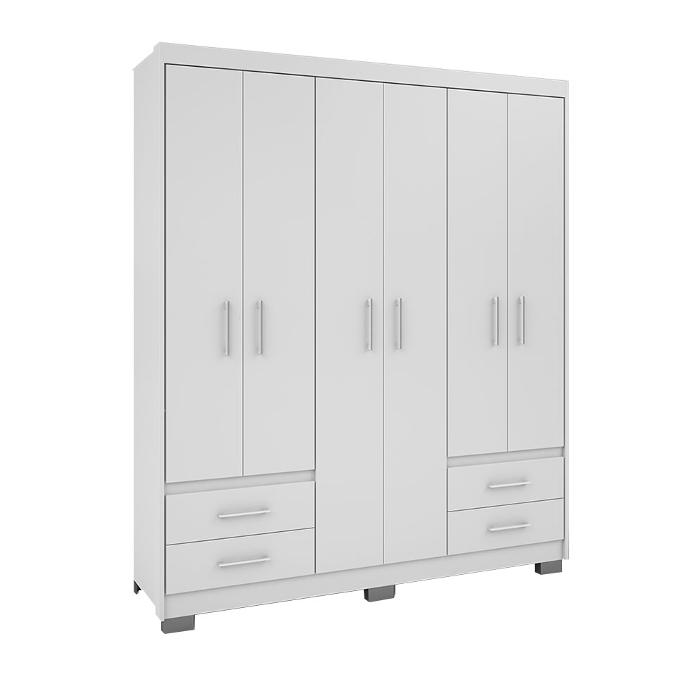 Guarda-Roupa Casal Primacy 6 Portas 4 Gavetas Branco