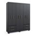 Guarda-Roupa Casal Primacy 6 Portas 4 Gavetas Preto