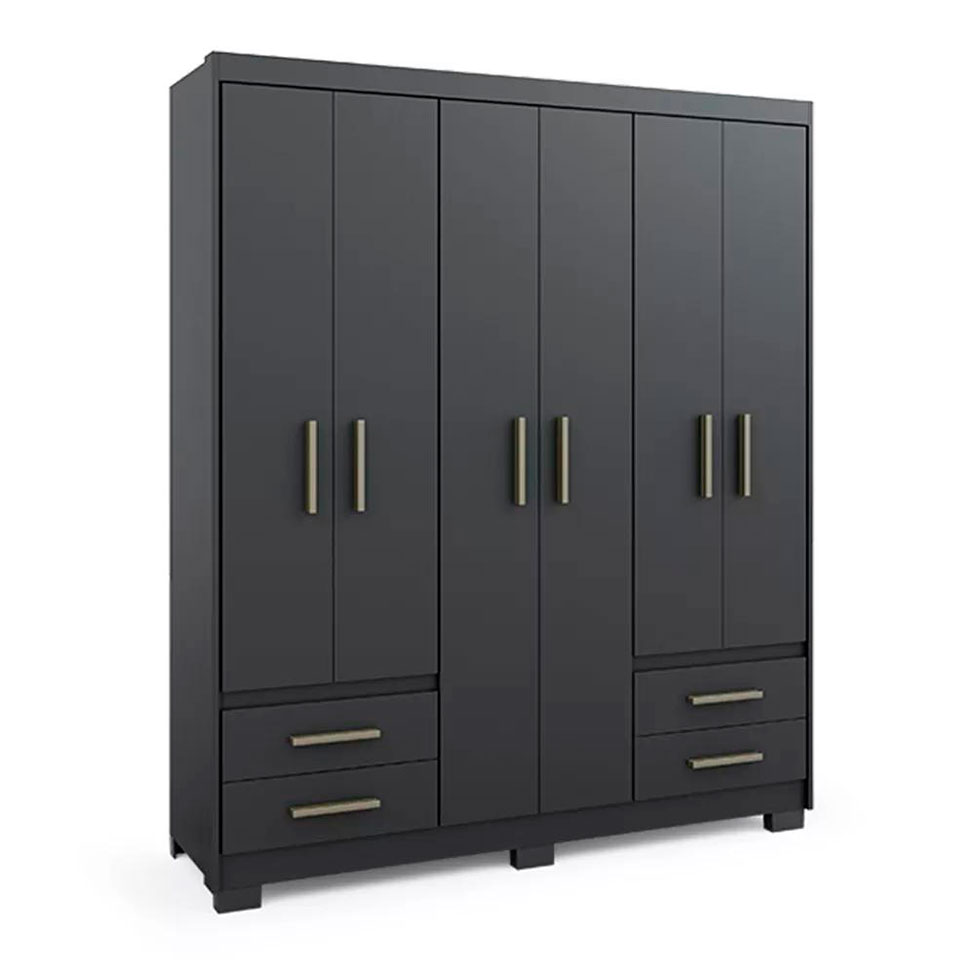 Guarda-Roupa Casal Primacy 6 Portas 4 Gavetas Preto