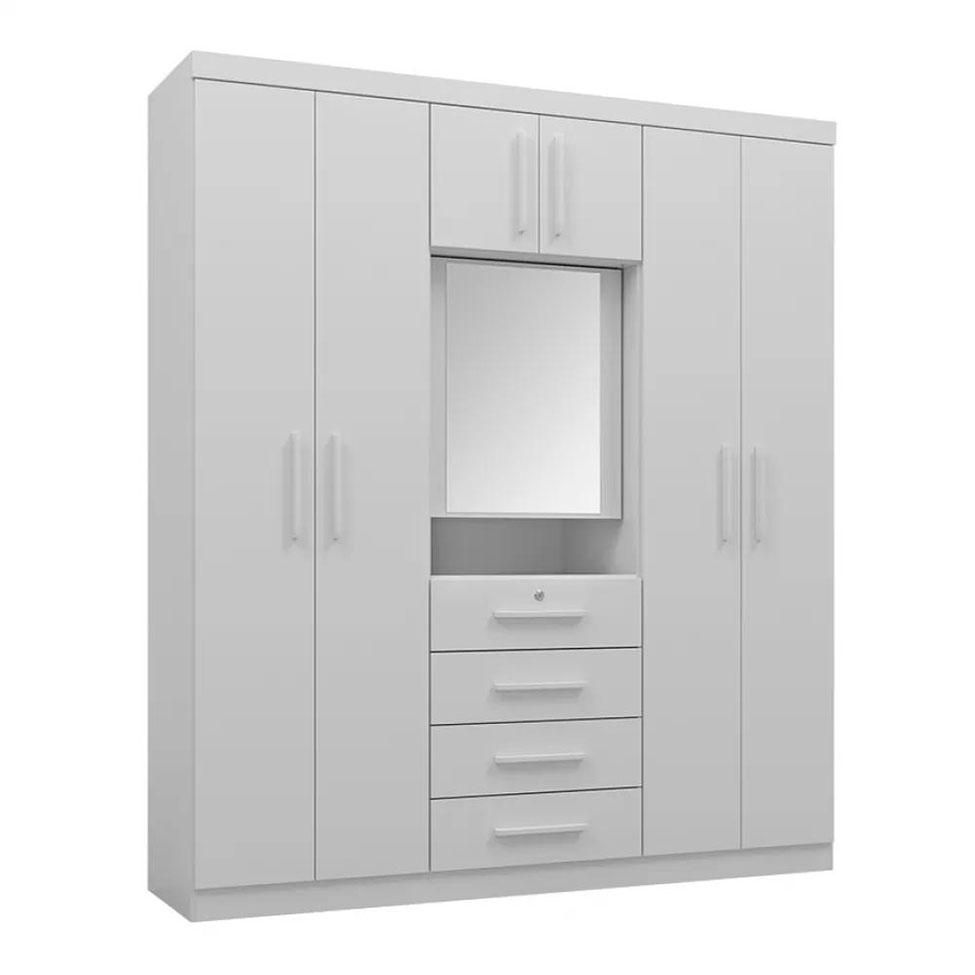 Guarda-Roupa Casal com Espelho Advantage 7 Portas 4 Gavetas Branco