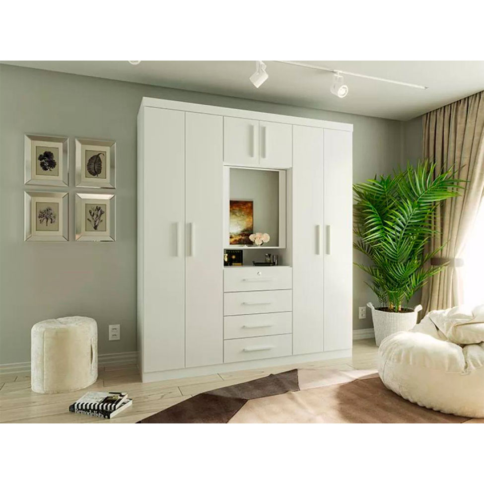 Guarda-Roupa Casal com Espelho Advantage 7 Portas 4 Gavetas Branco