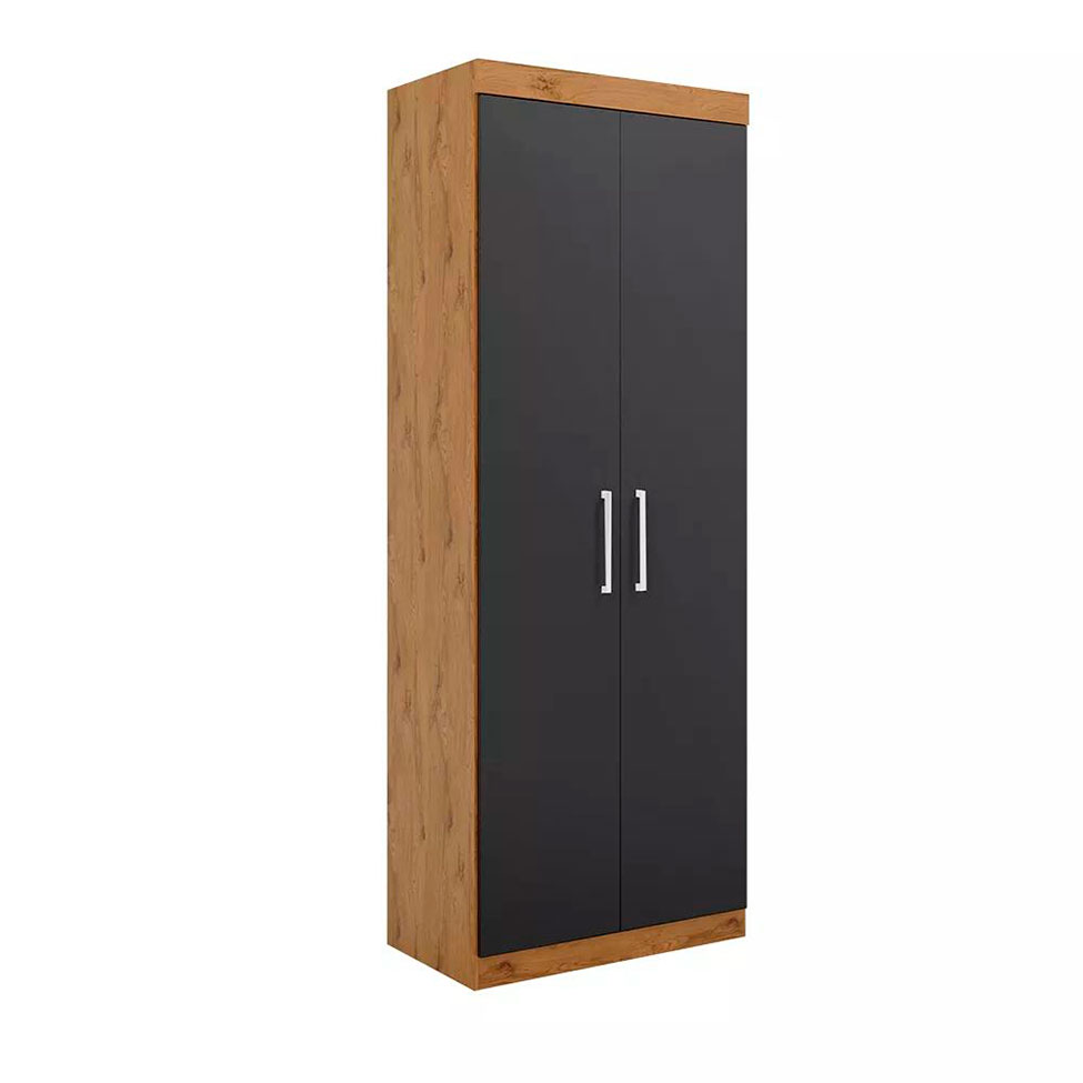 Guarda-Roupa Modular Gênova 2 Portas 2 Gavetas Ipê Nobre e Grafite