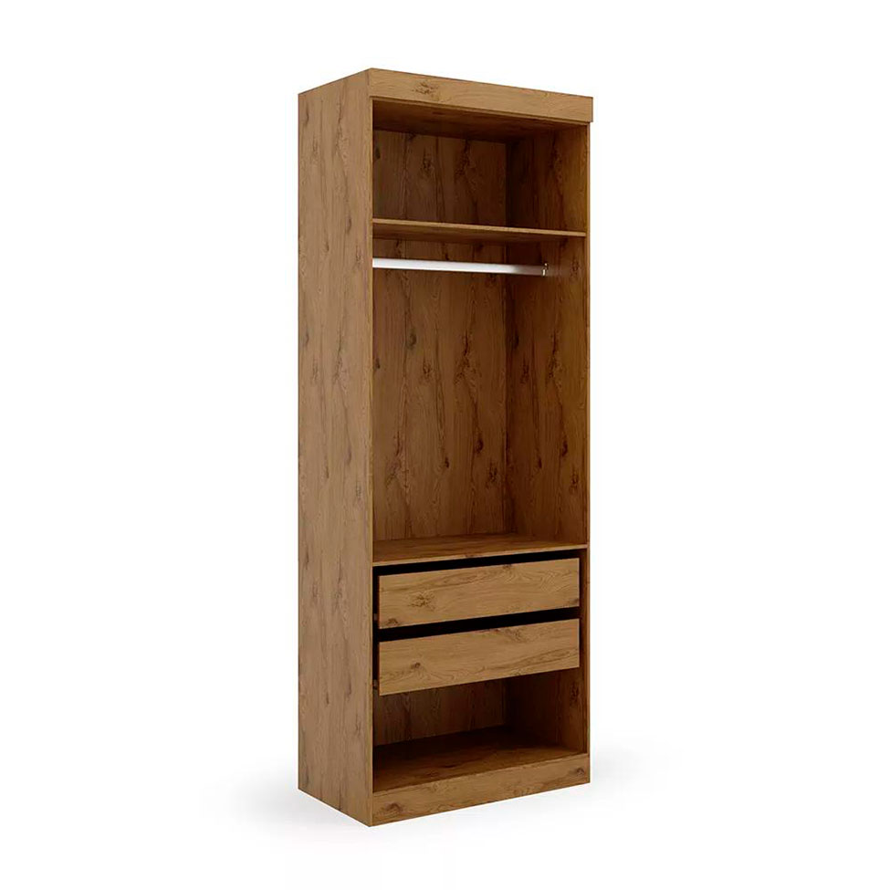 Guarda-Roupa Modular Gênova 2 Portas 2 Gavetas Ipê Nobre e Grafite