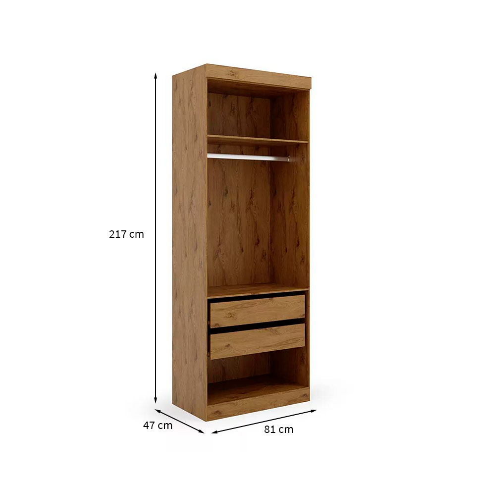 Guarda-Roupa Modular Gênova 2 Portas 2 Gavetas Ipê Nobre e Grafite