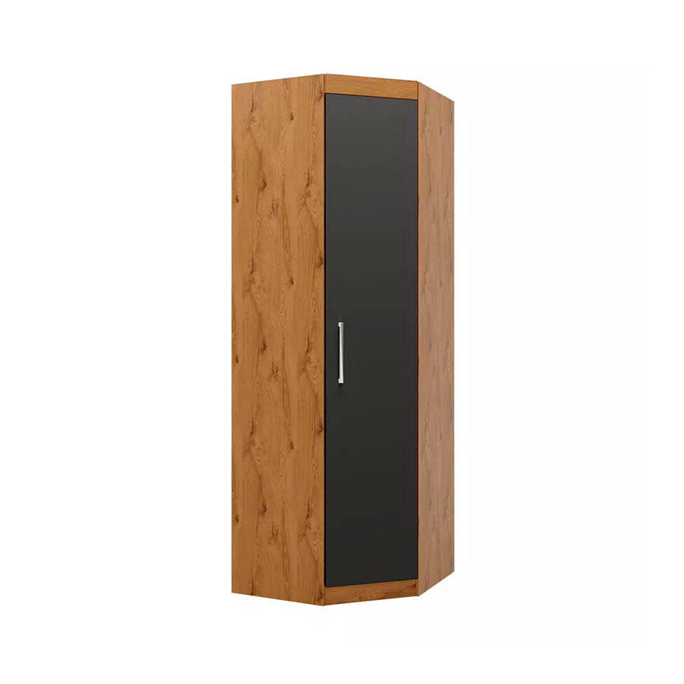 Guarda-Roupa Modular de Canto Genova 1 Porta Ipê Nobre e Grafite