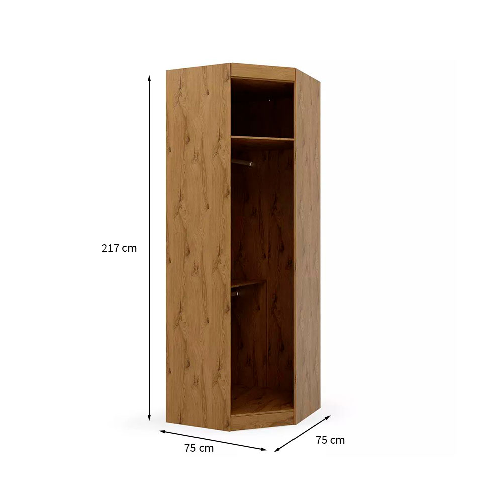 Guarda-Roupa Modular de Canto Genova 1 Porta Ipê Nobre e Grafite