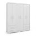 Guarda Roupa Roupeiro De Casal Branco com 6 Portas 4 Gavetas Armário Multiuso Quarto Pry 1,56x1,85 - Batrol
