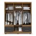Guarda Roupa Roupeiro De Casal Preto com Marrom 6 Portas 4 Gavetas Armário Multiuso Quarto Pry 1,56x1,85 - Batrol