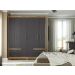 Guarda Roupa Roupeiro De Casal Preto com Marrom 6 Portas 4 Gavetas Armário Multiuso Quarto Pry 1,56x1,85 - Batrol
