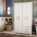 Guarda Roupa Roupeiro De Solteiro Branco com 4 Portas 2 Gavetas Armário Para Quarto Multiuso Pry 1,85x1,05