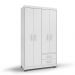 Guarda Roupa Roupeiro De Solteiro Branco com 4 Portas 2 Gavetas Armário Para Quarto Multiuso Pry 1,85x1,05