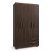 Guarda Roupa Roupeiro De Solteiro Marrom com 4 Portas 2 Gavetas Armário Para Quarto Multiuso Pry 1,85x1,05