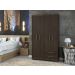 Guarda Roupa Roupeiro De Solteiro Marrom com 4 Portas 2 Gavetas Armário Para Quarto Multiuso Pry 1,85x1,05