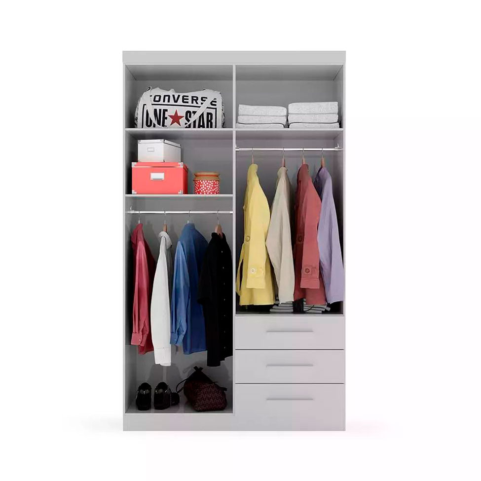 Guarda-Roupa Solteiro Advantage 4 Portas 3 Gavetas Branco