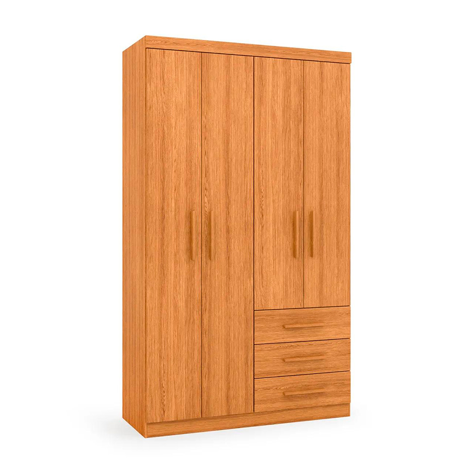 Guarda-Roupa Solteiro Advantage 4 Portas 3 Gavetas Freijó