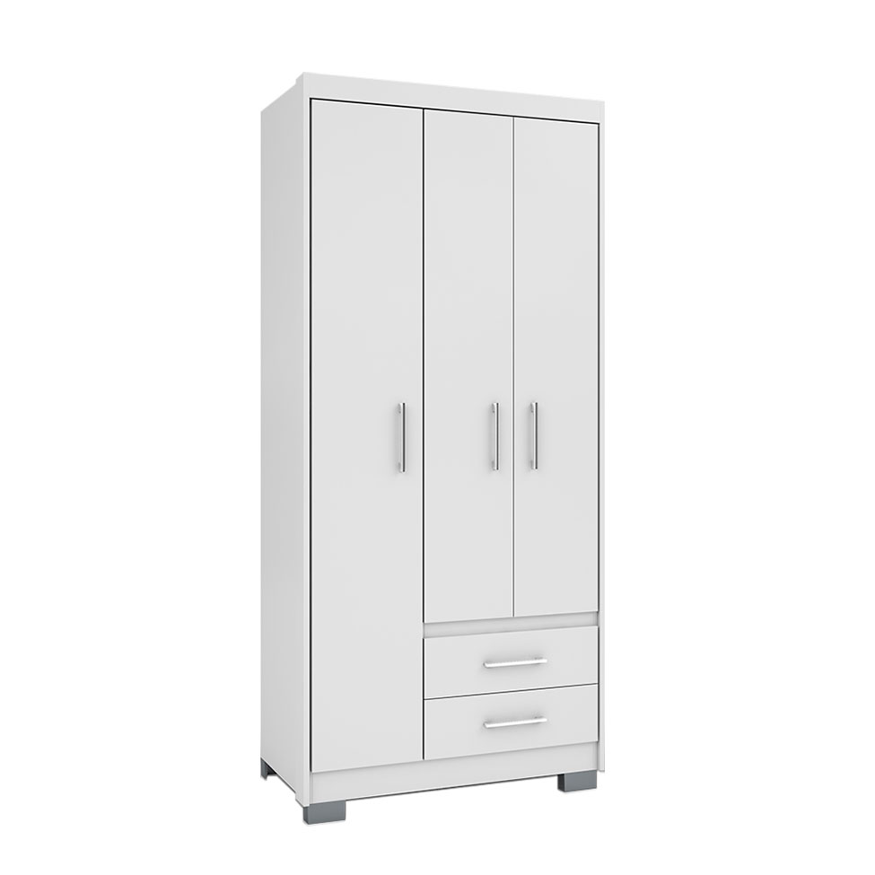 Guarda-Roupa Solteiro Primacy 3 Portas 2 Gavetas Branco