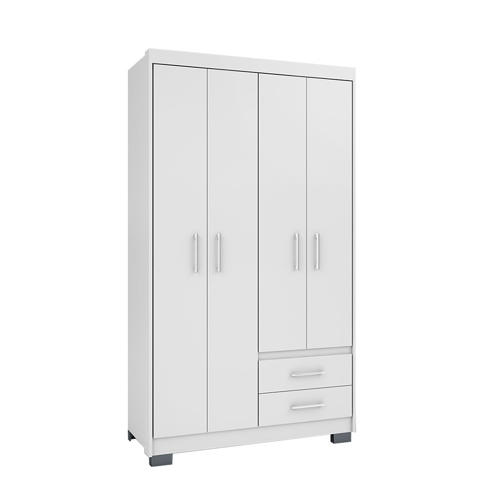 Guarda-Roupa Solteiro Primacy 4 Portas 2 Gavetas Branco