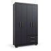 Guarda-Roupa Solteiro Primacy 4 Portas 2 Gavetas Preto