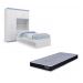 Kit Guarda Roupa Solteiro Azul com Cabeceira Baú + Cama Acoplada + Colchão de Solteiro Espuma D28 - AV
