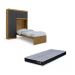 Kit Guarda Roupa Solteiro Grafite com Cabeceira Baú + Cama Acoplada + Colchão de Solteiro Espuma D28 - AV