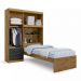 Kit Guarda Roupa Solteiro Grafite com Cabeceira Baú + Cama Acoplada + Colchão de Solteiro Espuma D28 - AV