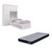 Kit Guarda Roupa Solteiro Rosa com Cabeceira Baú + Cama Acoplada + Colchão de Solteiro Espuma D28 - AV