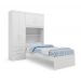 Kit Guarda Roupa Solteiro com Cabeceira Baú + Cama Acoplada + Colchão de Solteiro Espuma D28 - AV