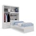 Kit Guarda Roupa Solteiro com Cabeceira Baú + Cama Acoplada + Colchão de Solteiro Espuma D28 - AV