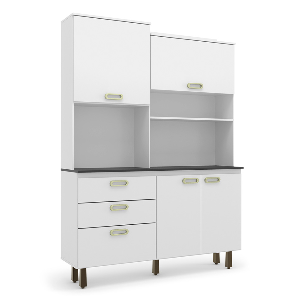 Kit de Cozinha Ravena 4 Portas 3 Gavetas Branco