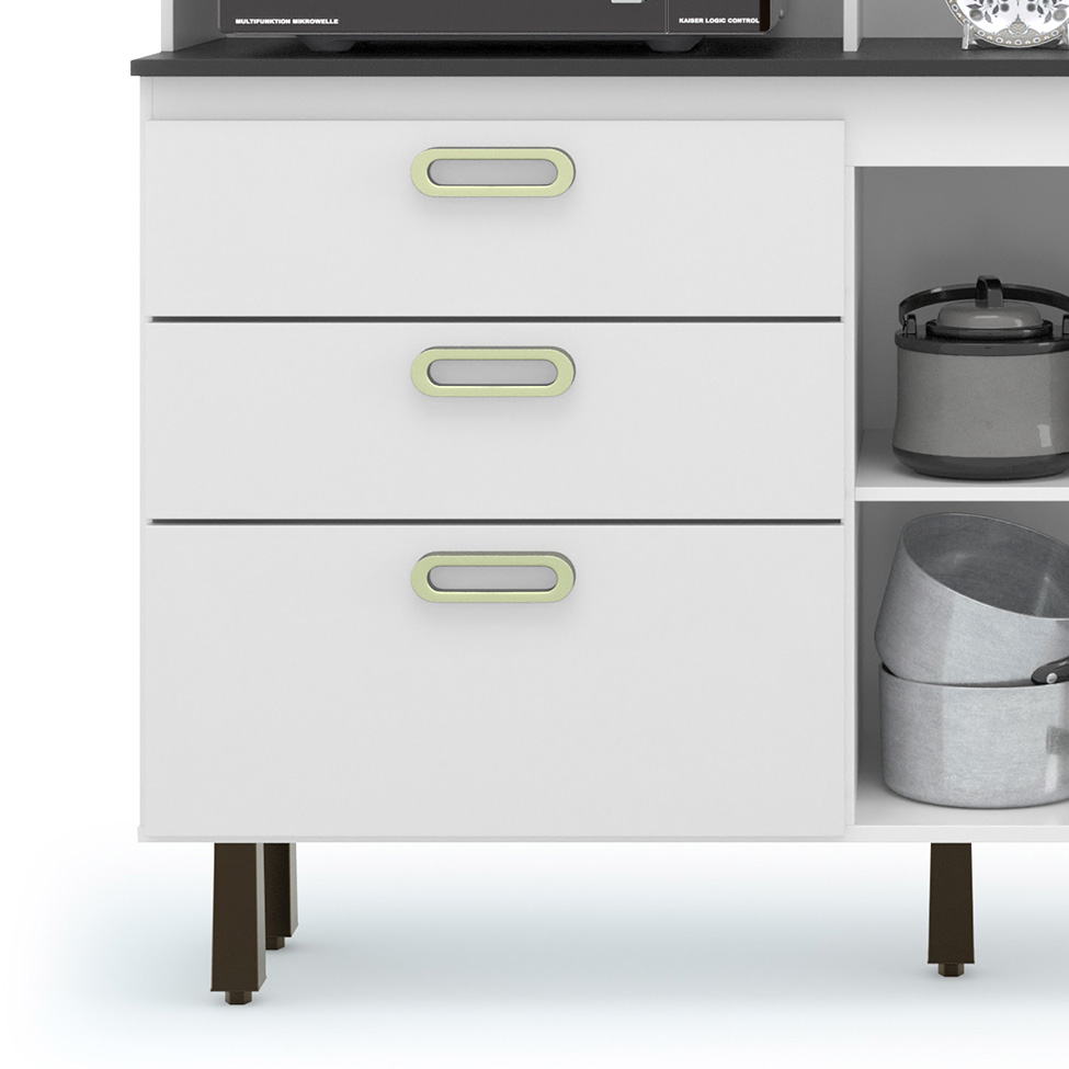 Kit de Cozinha Ravena 4 Portas 3 Gavetas Branco