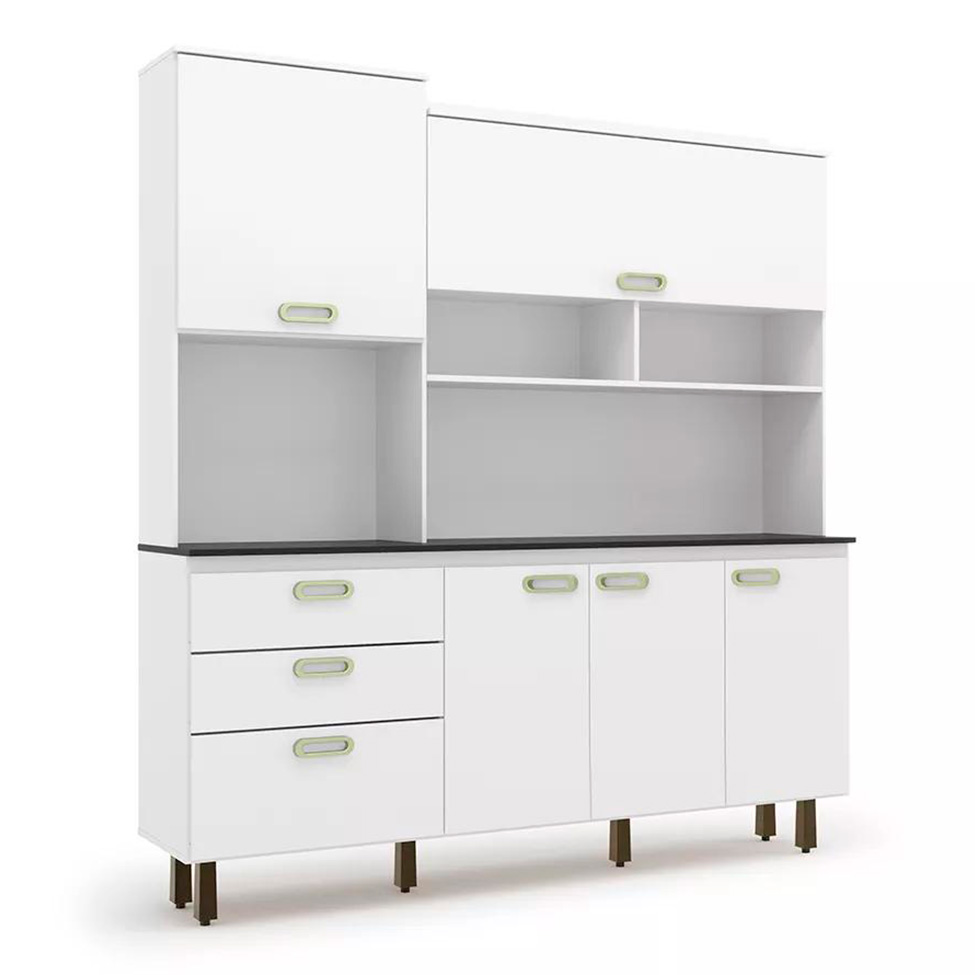 Kit de Cozinha Ravena 5 Portas 3 Gavetas Nobre e Grafite Branco