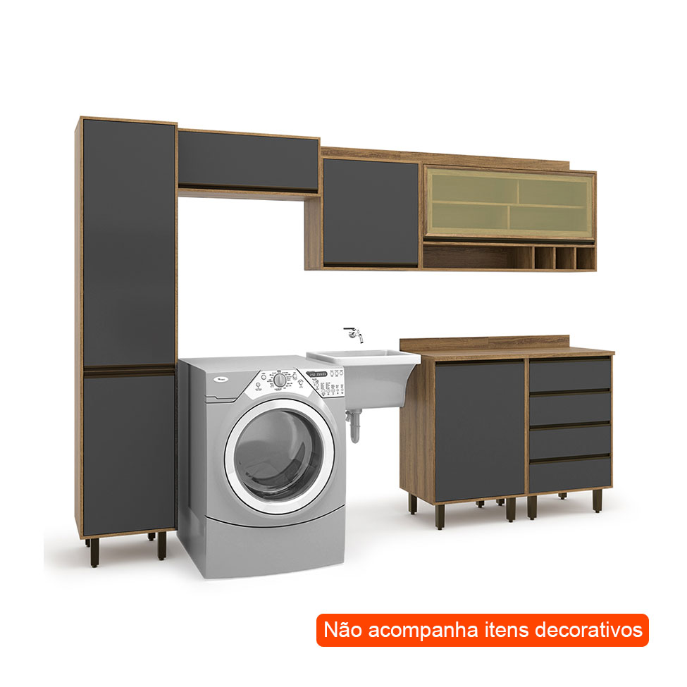 Lavanderia Modulada Confort 6 PT 4 GV Cinamomo e Grafite