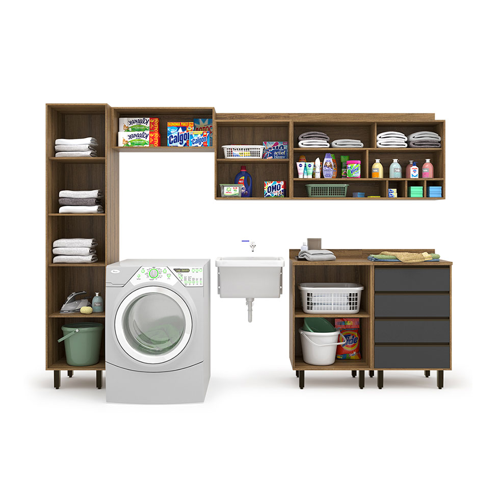 Lavanderia Modulada Confort 6 PT 4 GV Cinamomo e Grafite