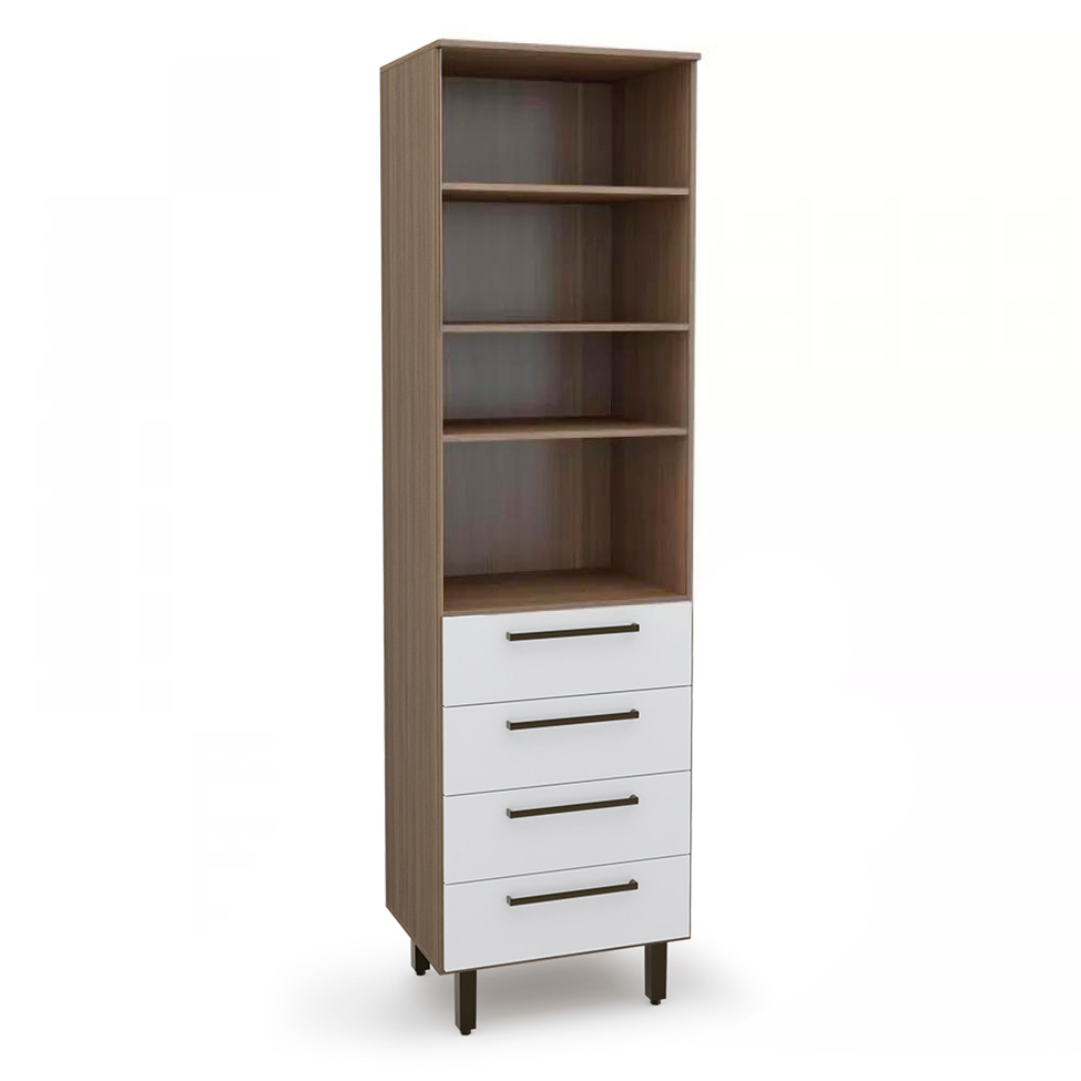 Paneleiro Evolution 1 Porta 4 Gavetas Tannat e Branco