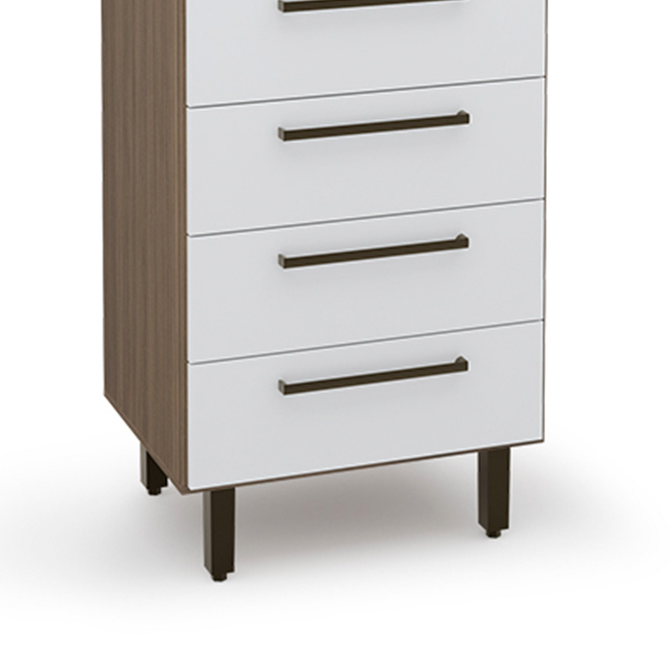 Paneleiro Evolution 1 Porta 4 Gavetas Tannat e Branco