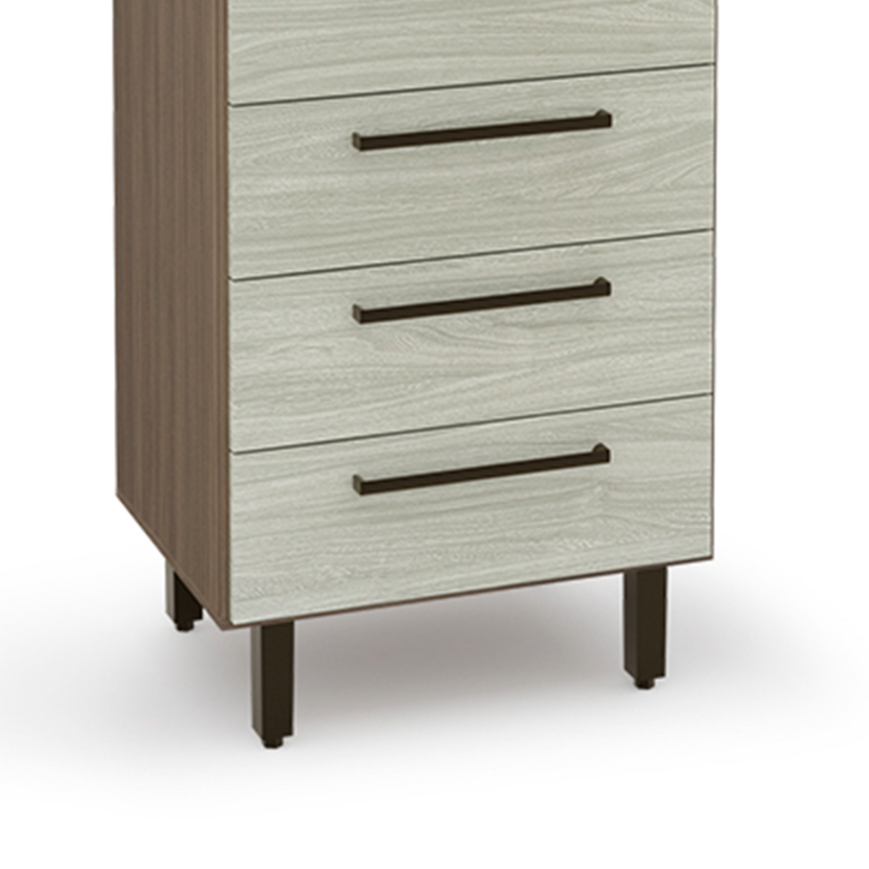 Paneleiro Evolution 1 Porta 4 Gavetas Tannat e Legno Crema