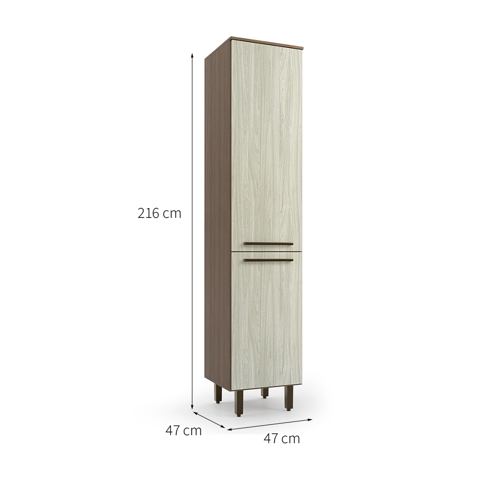Paneleiro Evolution 2 Portas Tannat e Legno Crema