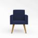 Poltrona Cadeira Premium Azul Marinho Linha A Em Suede Para Recepção Pés Retrô Confortável Estofada D28 120 kg Db