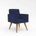 Poltrona Cadeira Premium Azul Marinho Linha A Em Suede Para Recepção Pés Retrô Confortável Estofada D28 120 kg Db