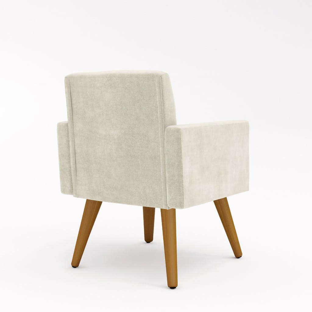 Poltrona Cadeira Premium Bege Linha A Em Suede Para Recepção Pés Retrô Confortável Estofada D28 120 kg Db